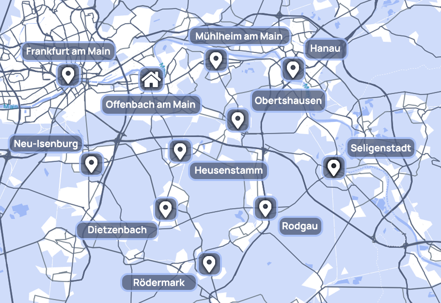Versorgungsgebiet vom Pflegedienst Tina
